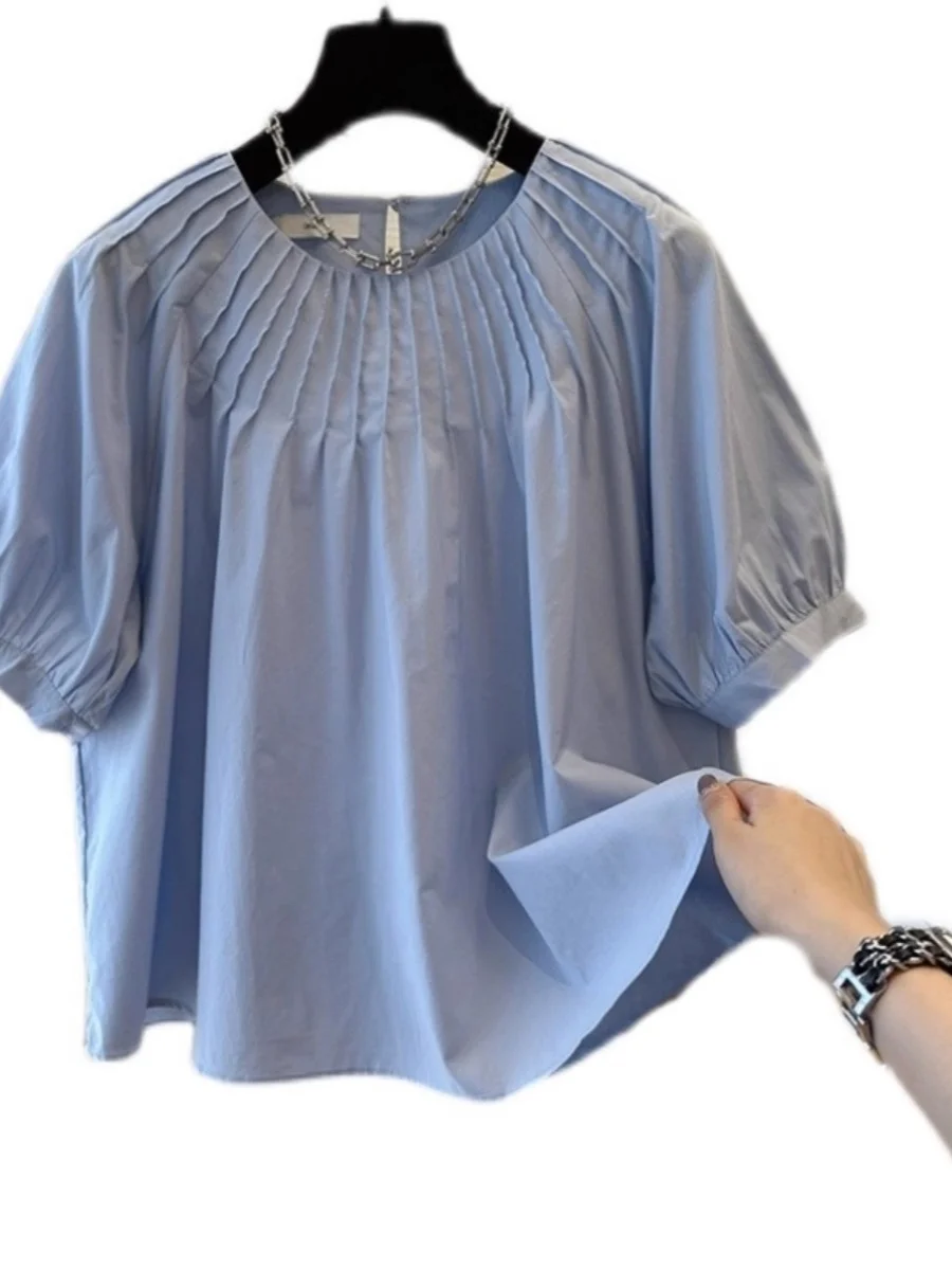 Cute Doll Sle Bubble Sve irt Donna ort Sve round Ne Design Sense Faionable Camicetta ampia coreana giovanile