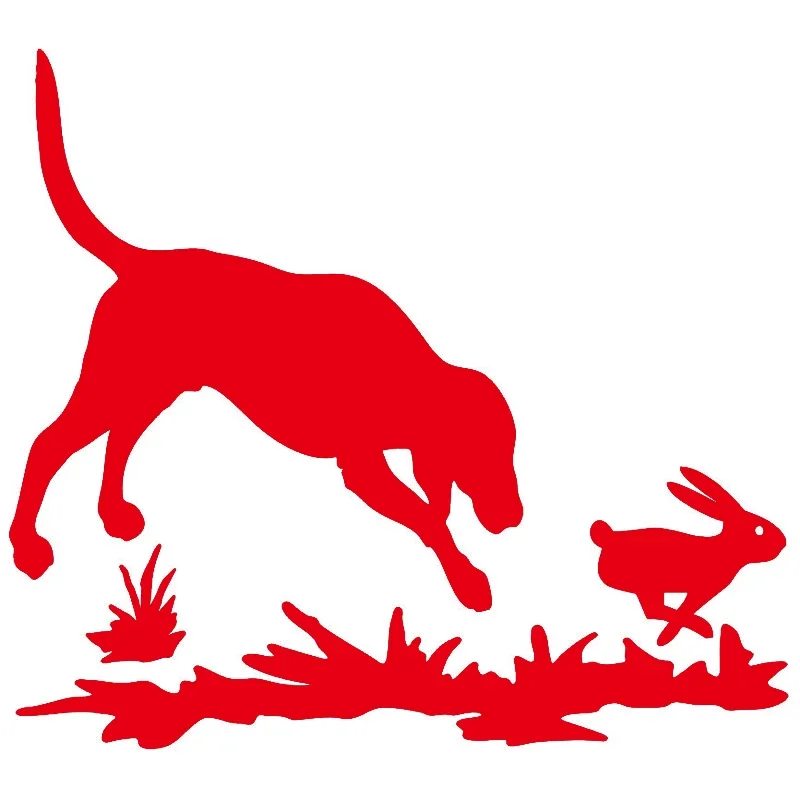 Car Stickers Rabbit and Dog Hunting Cartoon Car Motorcycle Exterior Accessories Waterproof Sunscreen Vinyl Decals,15CM*14CM