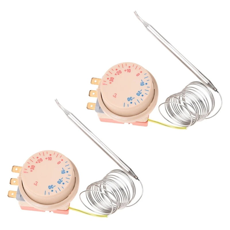 2X AC 250V 16A Freezer Refrigerator Thermostat -30 To 30 Celsius Degree