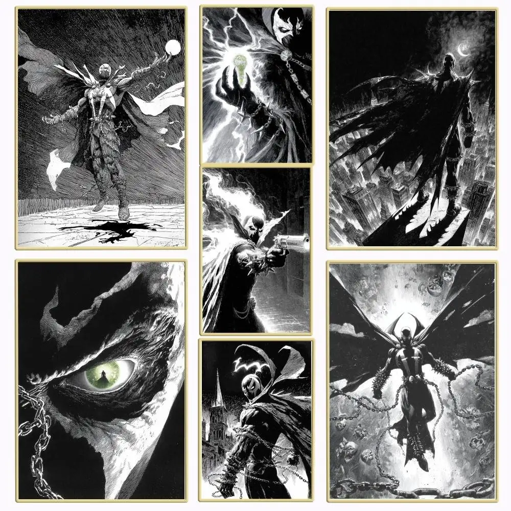 1PC Black and white retro Spawn poster Self-adhesive Art Waterproof Paper Sticker Coffee House Bar Room Wall Decor