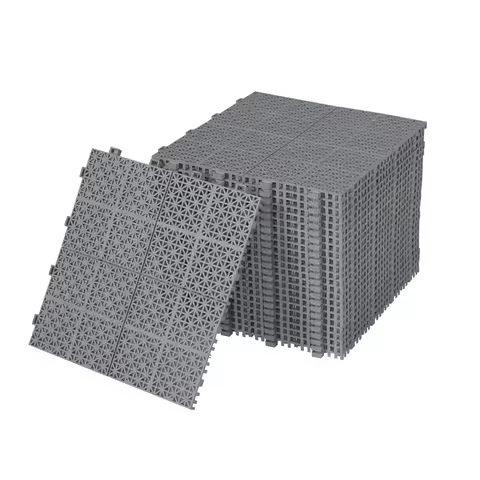 12 x 12 Inch Gray Interlocking Deck Tiles Plastic Waterproof Outdoor All Weather Anti-slip Bathroom