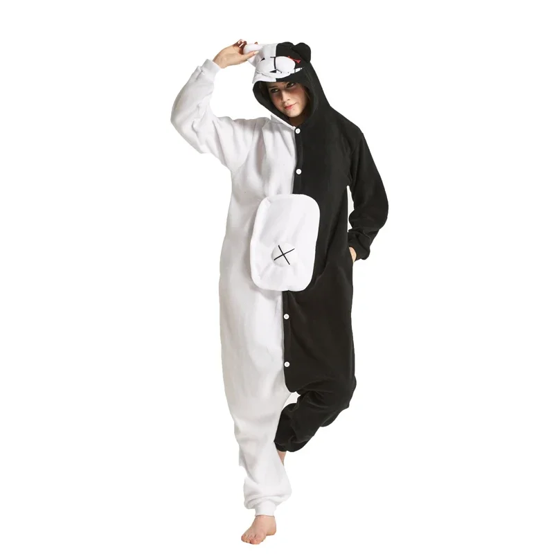 Adult Cartoon Monokuma Onesies Brown Teddy Fart Kumamon Rilakkuma Black Bear Animal Kigurums Pajamas Sleepwear Cosplay Costume