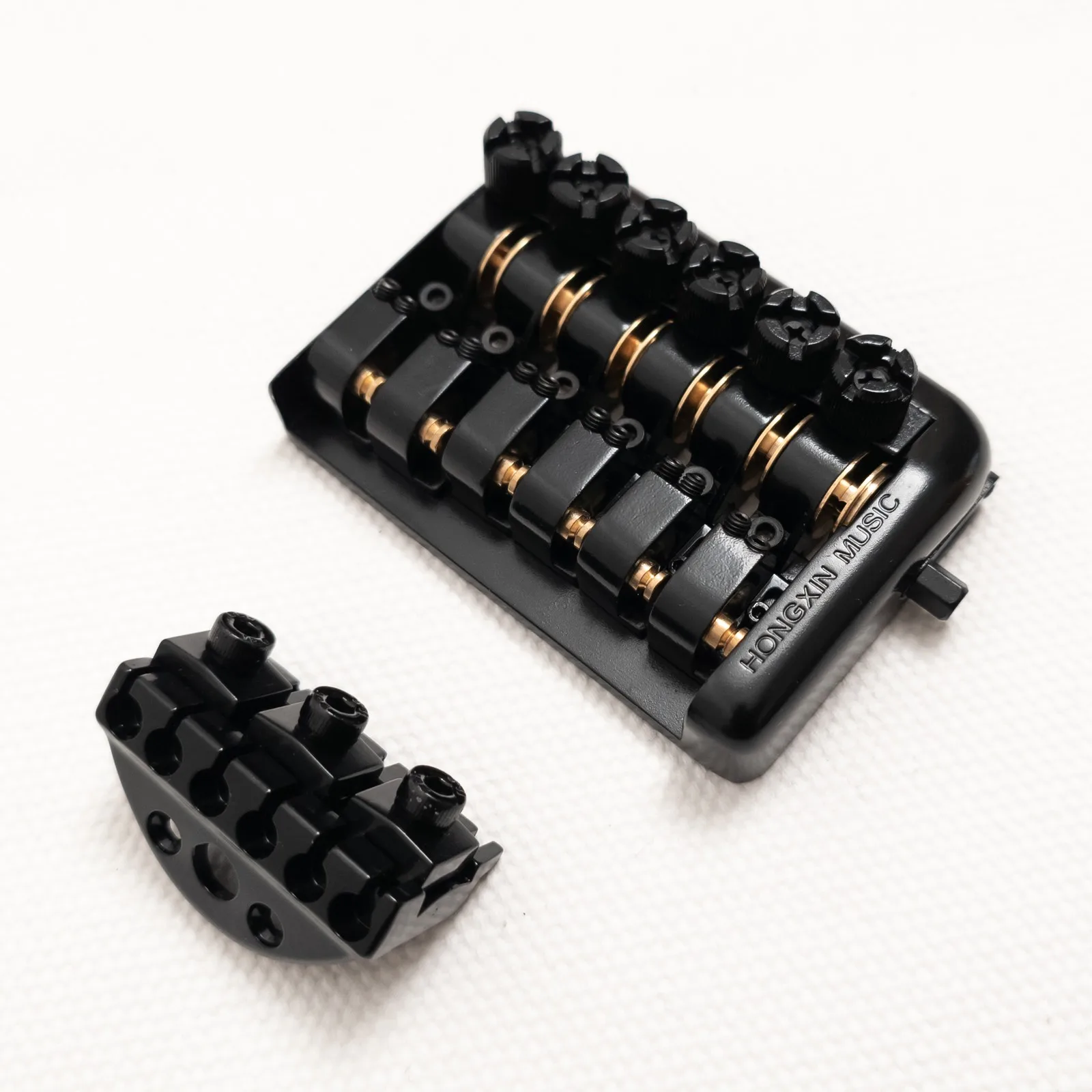 6 String Headless Electric Guitar Bridge Locking Nut Set Individual Saddle Tuning System Guitar Hardware Replacement Kit Black