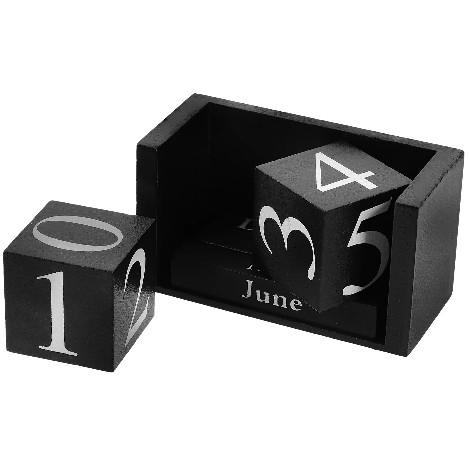 

Wooden Desktop Decoration Vintage Calendar Elegant Household Perpetual Standing Black Stylish Practical Blocks Table Office