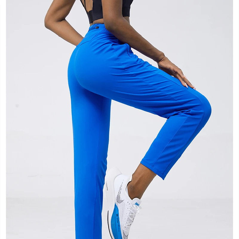 Women Loose Sports Pants Quick Dry Running Jogging Trousers Side Pocket Hidden Drawstring Elastic Waist Yoga Gym Sweatpants