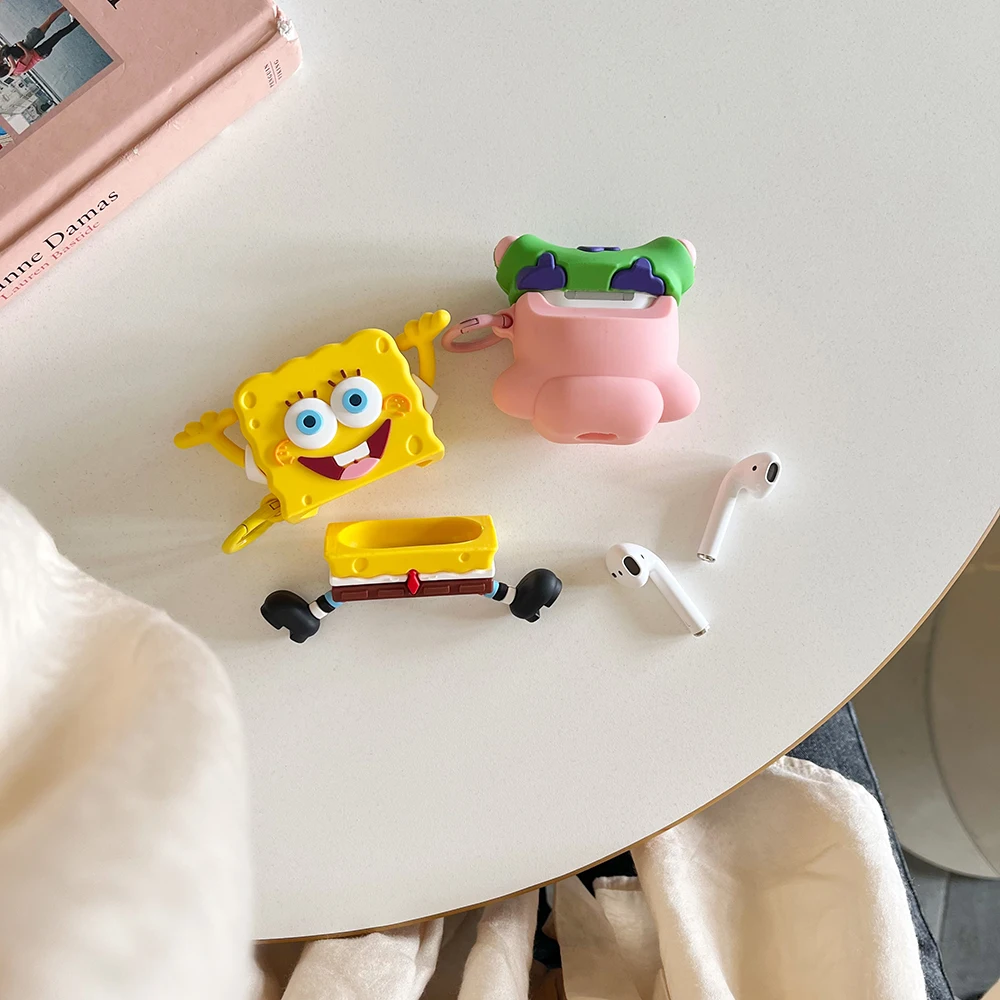 Cartoon Happy Spongebobs Patricks Stars for AirPods 1 2 3 Pro 2 Case for IPhone Bluetooth Earbuds Earphone Silica Gel Soft Cover