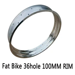 Aluminum Alloy Bicycle Accessories, 26Inch Fat Bike, 36Hole, 100mm RIM, Plated Color