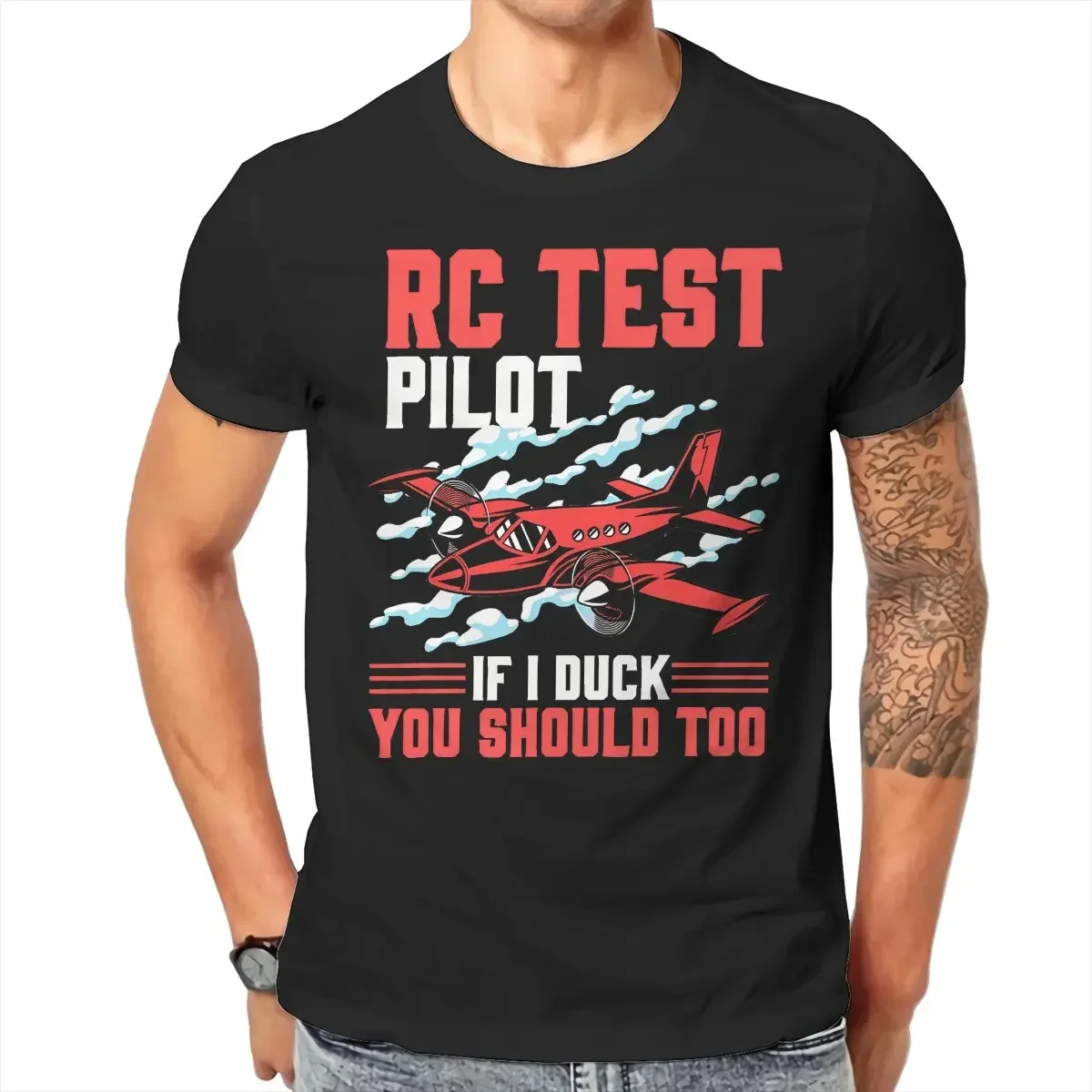 Rc Test Pilot Newest TShirts Airplane Model Male Graphic Pure Cotton Tops T Shirt O Neck  streetwear vintage Informal Cartoon