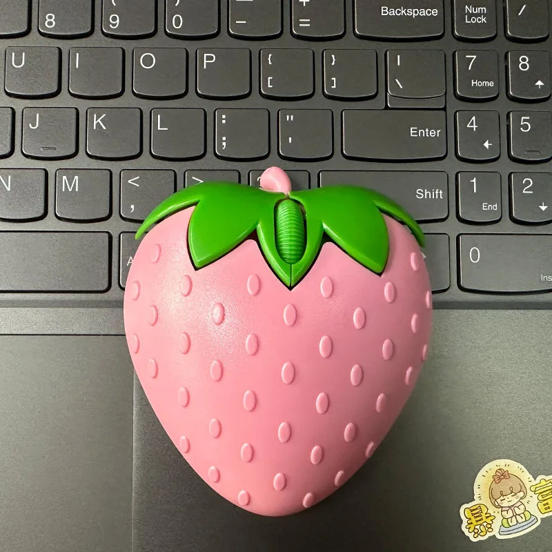 Wireless 2.4Ghz Strawberry Shaped Mouse Cute Pink Fruit Design Optical Ergonomic Mini Computer USB Mice For Laptop PC Kids Gifts