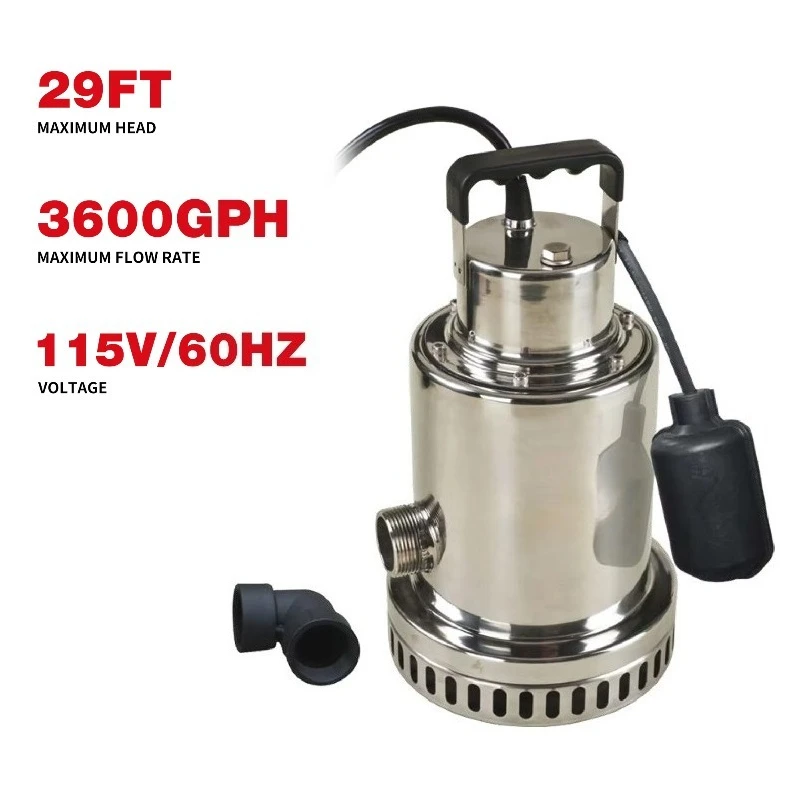 High durability and corrosion resistance 115 volts 1/2 horsepower floating switch submersible pump stainless steel