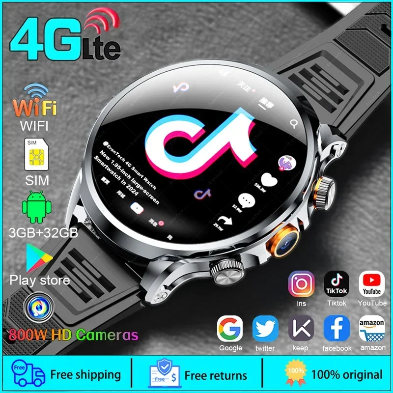 2024 New Stylish 4G Smart Watch - Android OS. GPS/32G ROM/800W Camera. SIM Card (2G/4G). WIFI for Quick Net Access.