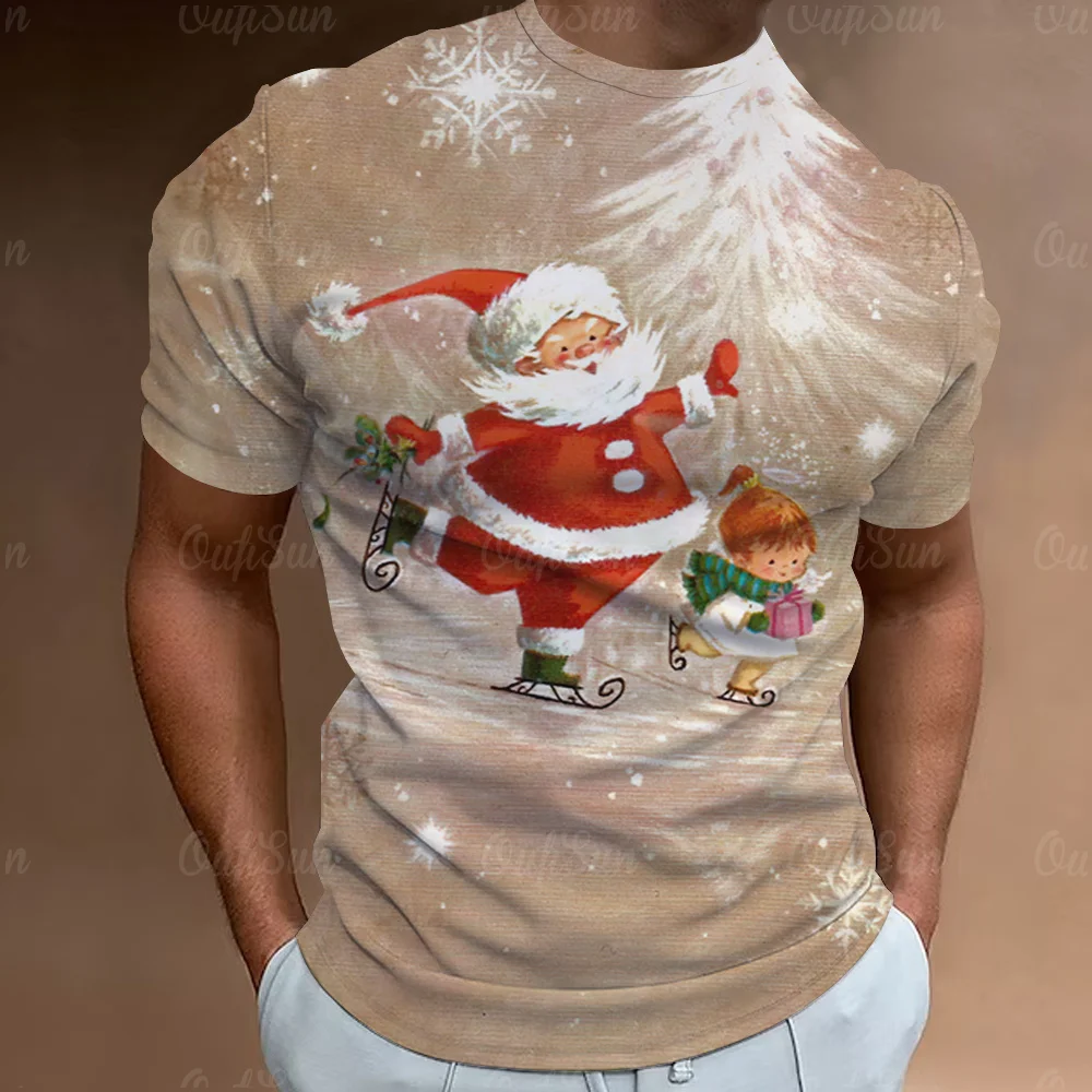 Funny Santa Claus Print Christmas T-Shirts 3d Oversized Tops Tees Mens Shirts Summer Holiday Casual O-Neck Male Harajuku Clothes