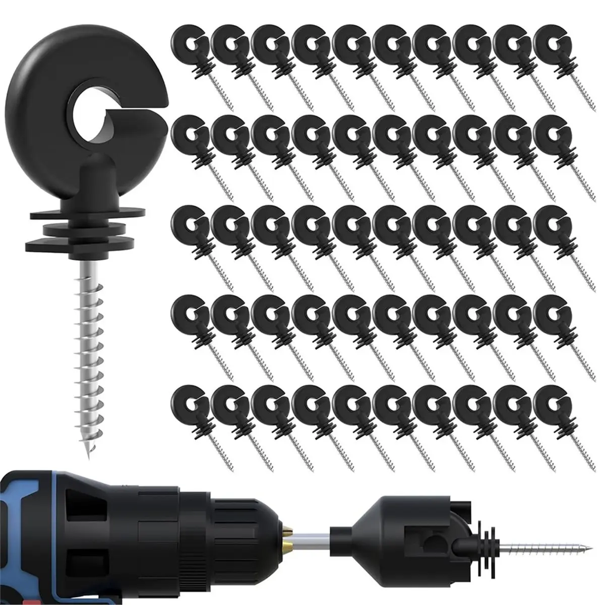 2026 Trend Electric Fence Insulator ,Insulator Fence Ring Post Wood Post Insulator and 1 Pc Insulator Socket Tool 60PCS view 4