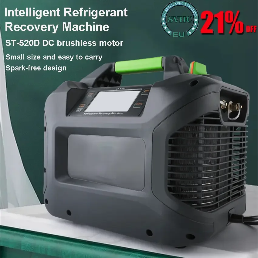 ST-520D Refrigerant Recovery Machine Portable Car Air Conditioning Maintenance Compressor with 1HP DC Brushless motor  220V