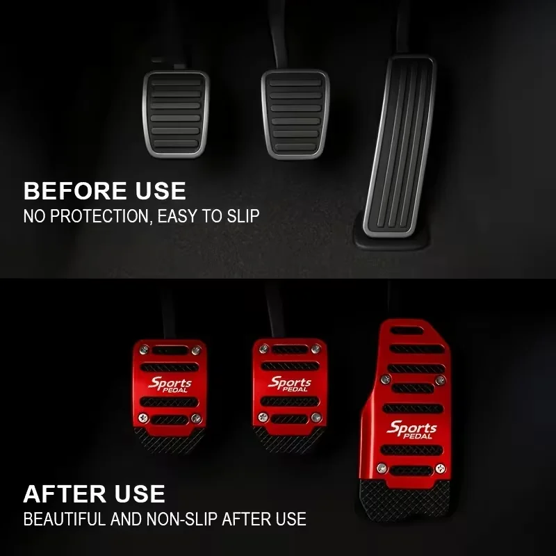 2/3PCS Car Pedal Cover Set Manual Automatic, Anti-Slip Brake Accelerator Clutch Pedal Pad, Universal Metal Interior Trim view 5