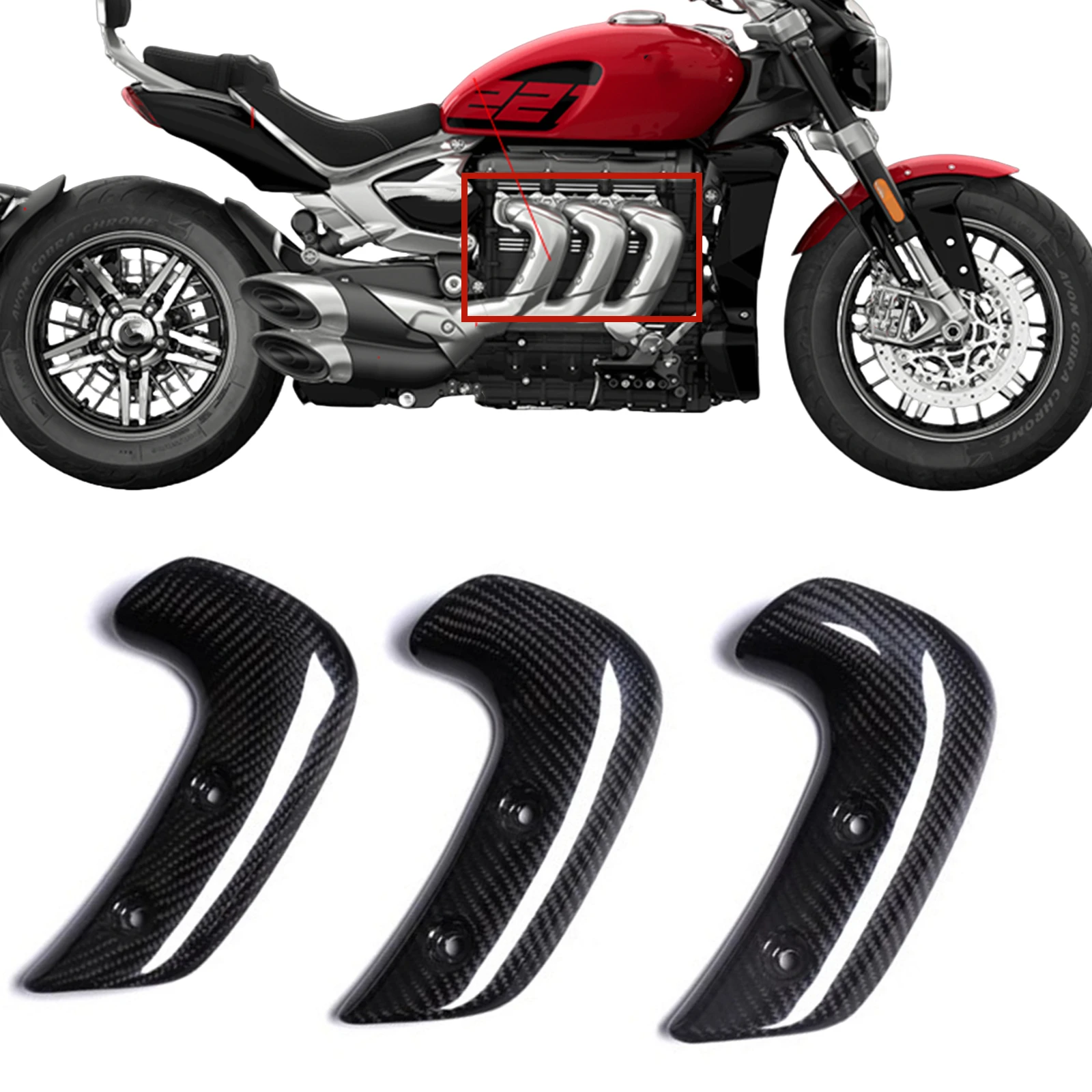 Carbon Fiber Motorcycle Side Exhaust Heat Shield Cover Protector For Triumph Rocket 3 GT 2020