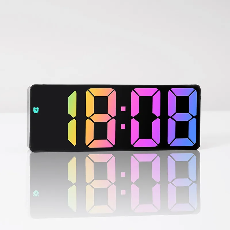 Led Digital Intelligent Electronic Clock Kitchen Timer Bedroom Bedside Alarm Fashion Dazzling Color Transparent Screen