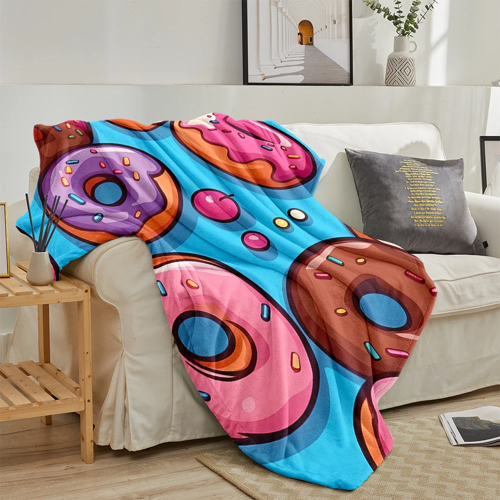Colorful Donuts Cartoon Cute Flannel Fleece Throw Blanket Soft Plush Bed Couch Cover Perfect Gift for Women Girls Kids