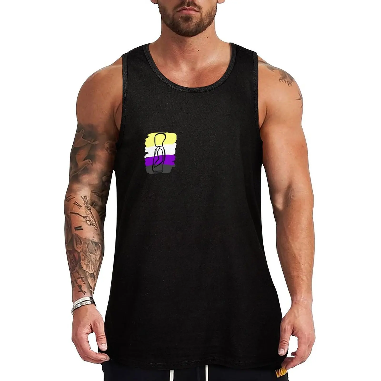 

Dysphoria Hoodie Non-Binary Flag Tank Top Street Casual Tank Top Urban Sleeveless Shirt