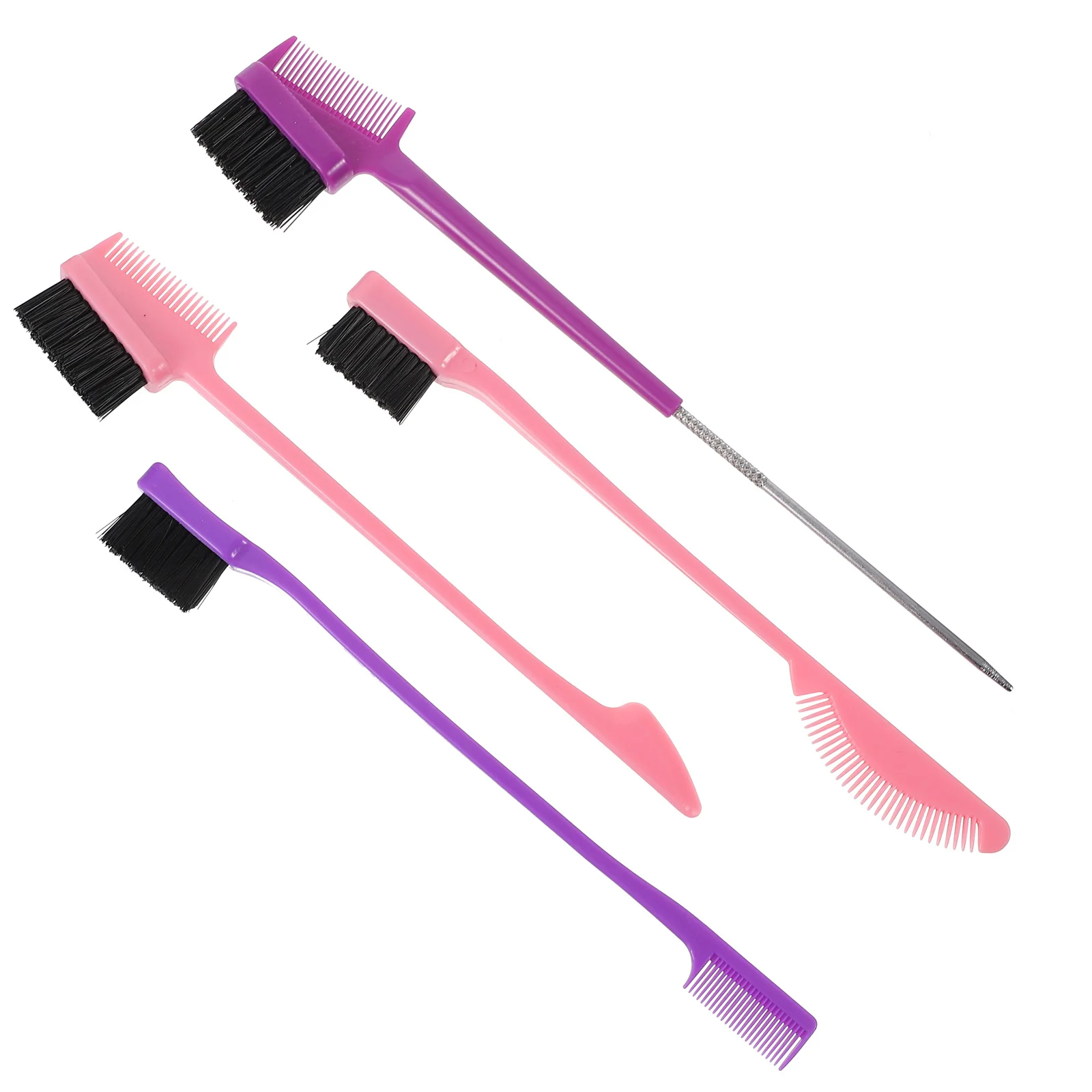 4Pcs Eyebrow Grooming Comb Dual Head Nylon ABS Brush Eyelash Makeup Tool Natural Tidy Bushy Lash Eyebrow Comb Eyelash Brush