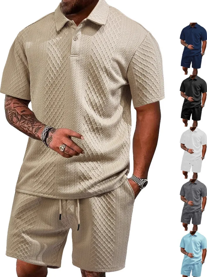 

Men's Fashionable Casual Embroidered Cloth Thin Short Sleeve Shirt Loose Set Summer Spring Season Sportswear Ensemble