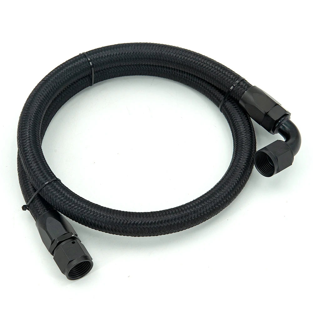 

AN10 1 Meter Nylon Braided Oil Hose Line with 0 Degree 90 Degree Swivel Hose End Fitting Insralled Burst Pressure 30MPa