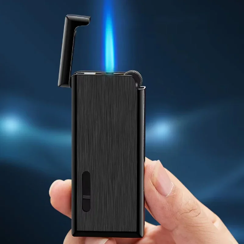 Ultra-thin Metal Lighter Butane Grinding Wheel Flint Lighters Windproof Jet Turbo Torch Lighter Smoking for Men (No Gas or Oil)