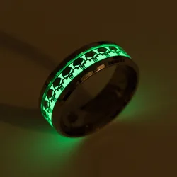 New Skull Rings For Men Women Stainless Steel Fashion Jewelry Punisher Punk Luminous Glow In The Dark