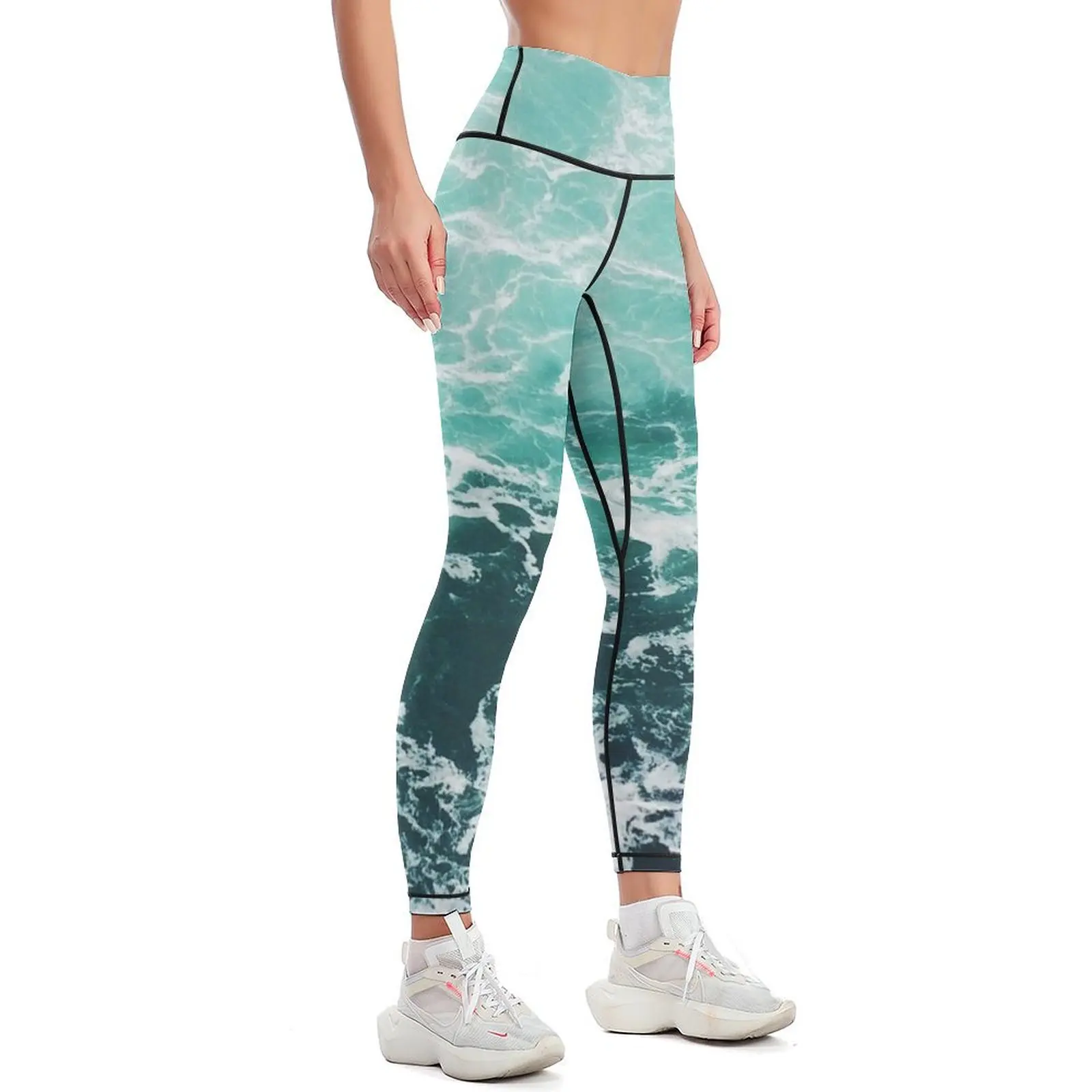 Blue Ocean Summer Beach Waves Leggings Clothing fitness Female legging pants sporty woman gym Womens Leggings