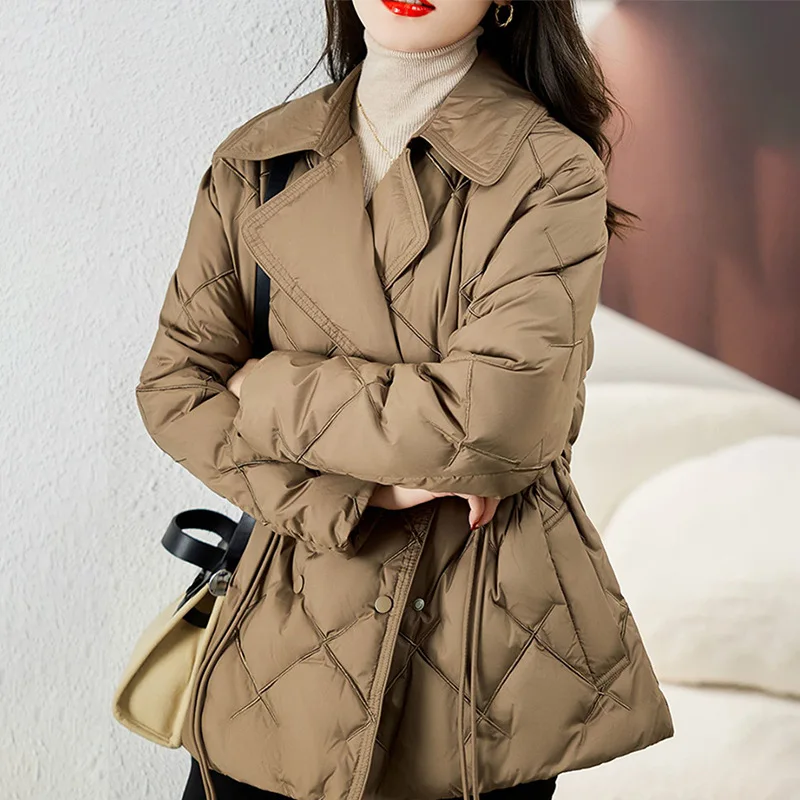 Autumn Winter New Fashion Women Down Jacket Suit Collar White Duck Down Women Coat Warm Parkas Slim Fit Down Jacket Korean Women