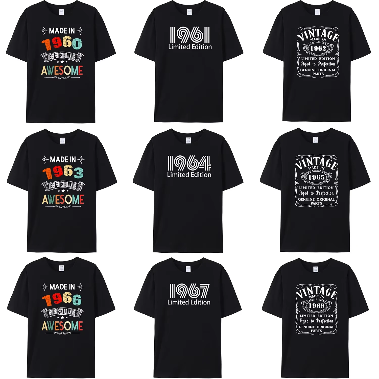 Camiseta de verano de alta calidad hecha en 1960/1961/1962/1963/1964/1965/1966/1967/1968/1969, camiseta Retro para el día del padre y cumpleaños