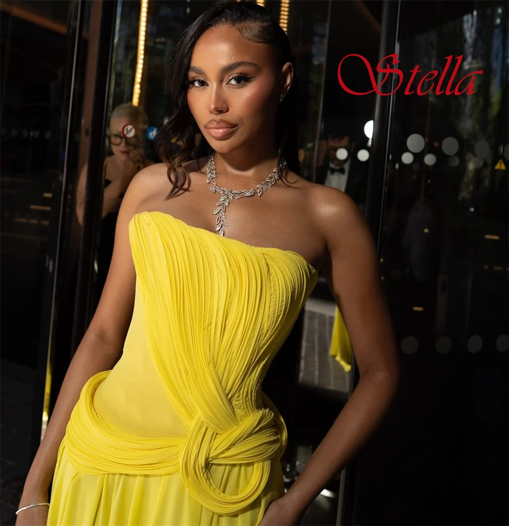 Robe de soirée personnalisée, Simple, sans bretelles, sans manches, en mousseline douce, robes de bal, tempérament froncé, robes d'occasion sur mesure