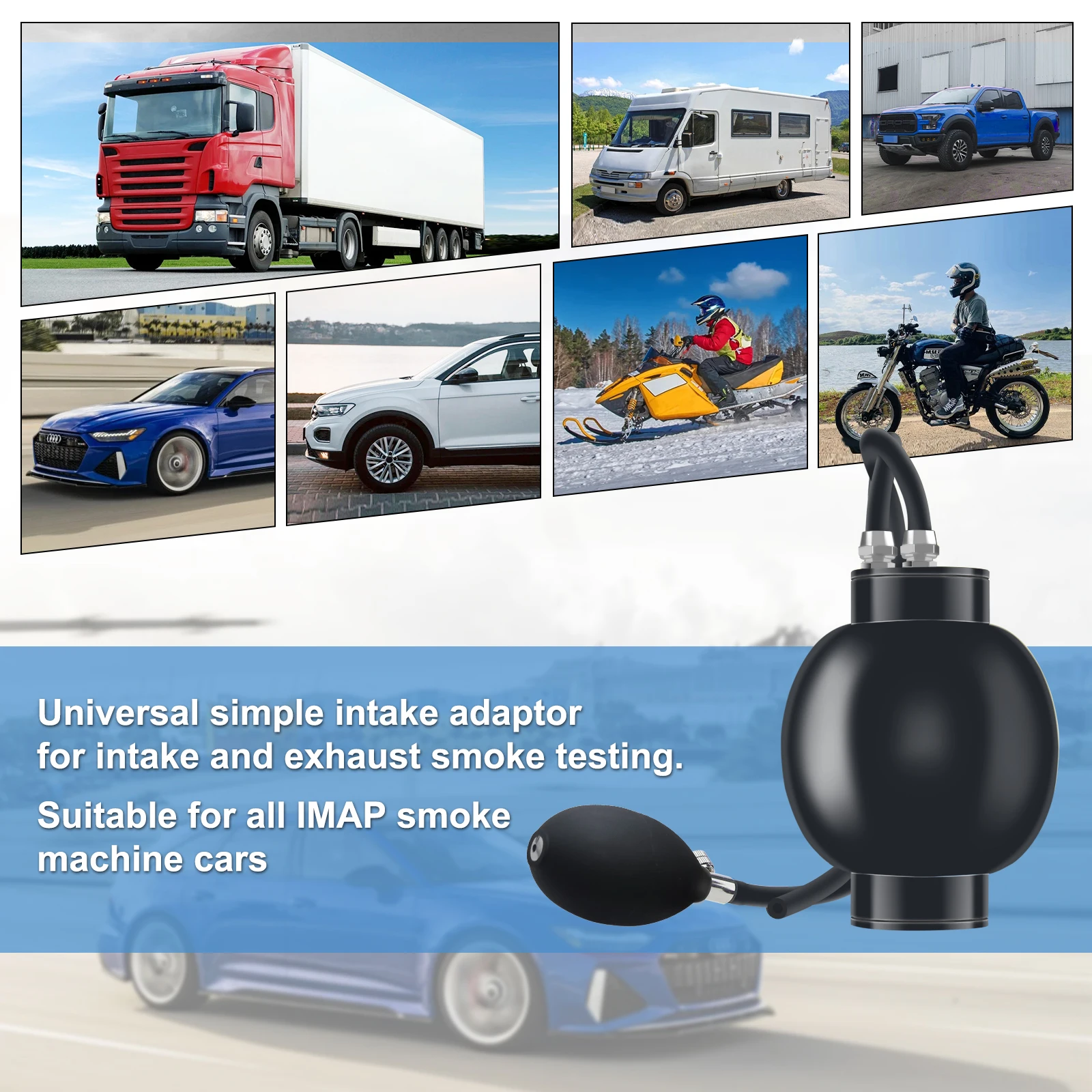 

Универсальный легкий впускной адаптер, диагностический инструмент, автоматический быстрый уплотнительный входной адаптер, адаптер для детектора утечки дыма, инструмент для подушки безопасности