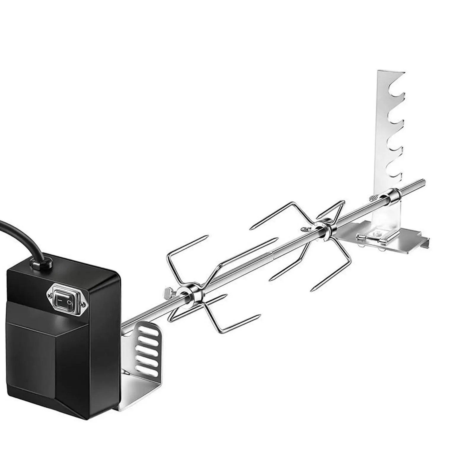 유럽 표준 로티세리 그릴 키트, 전기 그릴 액세서리, 조절 가능한 범용 스틸 바베큐 브래킷, 파티오 야외 여행용