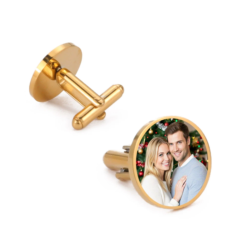 

Sipuris Custom Photo Picture Round Cufflinks Stainless Steel Groom Shirt Cufflink Luxury Personalized Jewelry Weddings Gifts