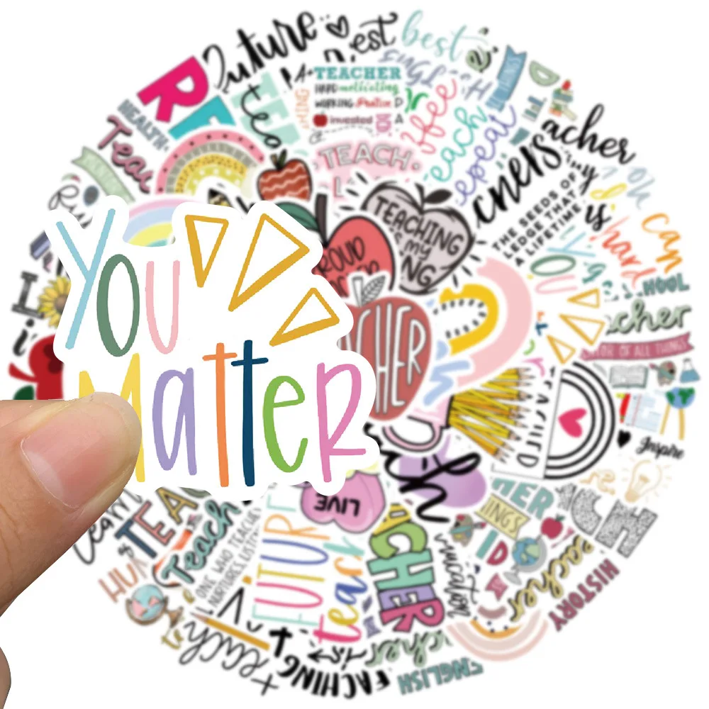 10/30/50pcs  Teachers' Day Thanks Teacher Cartoon Graffiti Stickers Phone Diy Book Hand  Laptop Waterproof Pvc Decal Stickers
