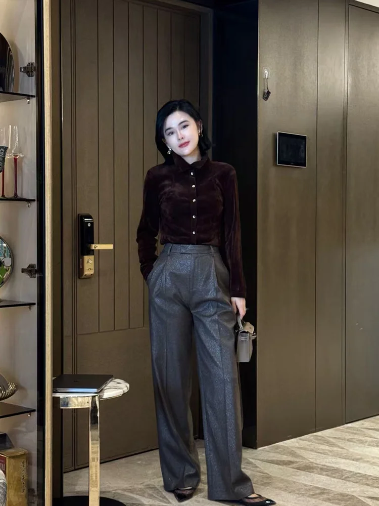 

Silver Tead iny Long Pants 26 Spring Sle Casual Wide Leg Pants l Waist Other Material Predominant