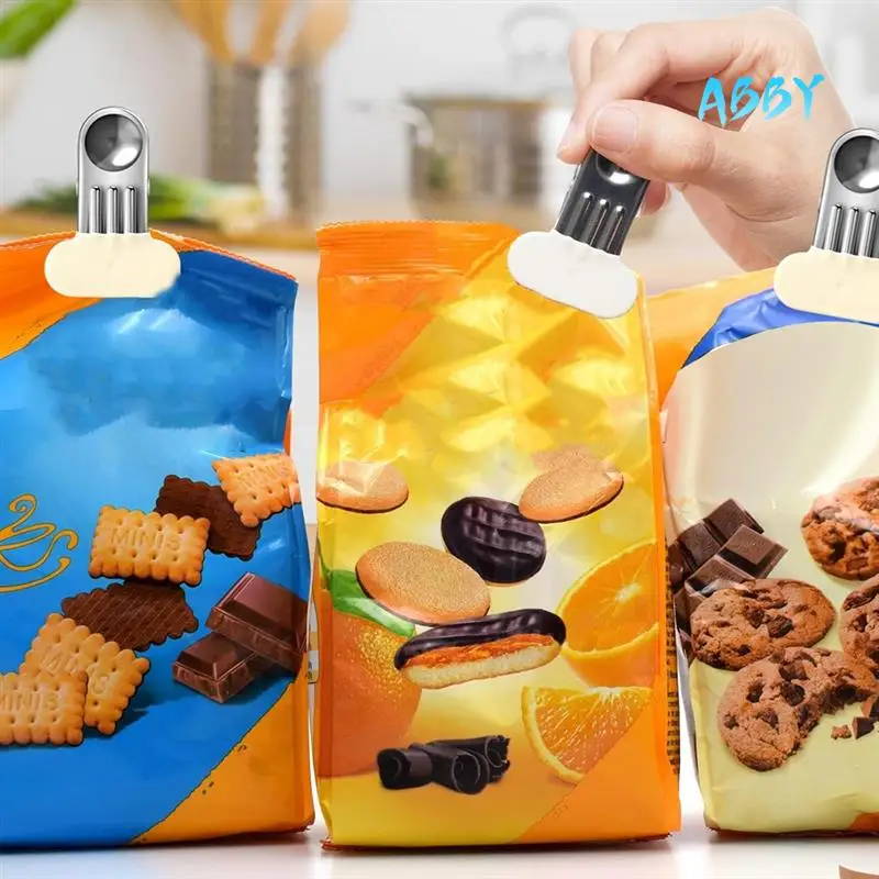 

ABBY-12 упаковок зажимов для пакетов с чипсами для хранения продуктов питания, зажимы для еды хлеба, зажимы для чипсов из нержавеющей стали, зажимы для кухни и офиса