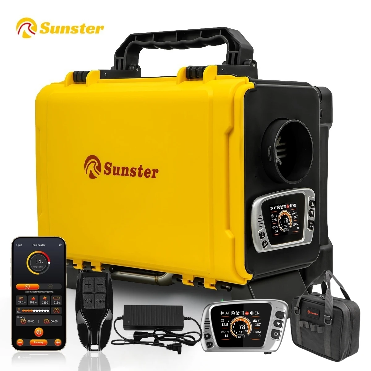 

8KW Toolbox Diesel Air Heater 12V/220V Parking Heater w/Ventilation,Intelligent thermostat,Bluetooth,Storage bag For Van Garage