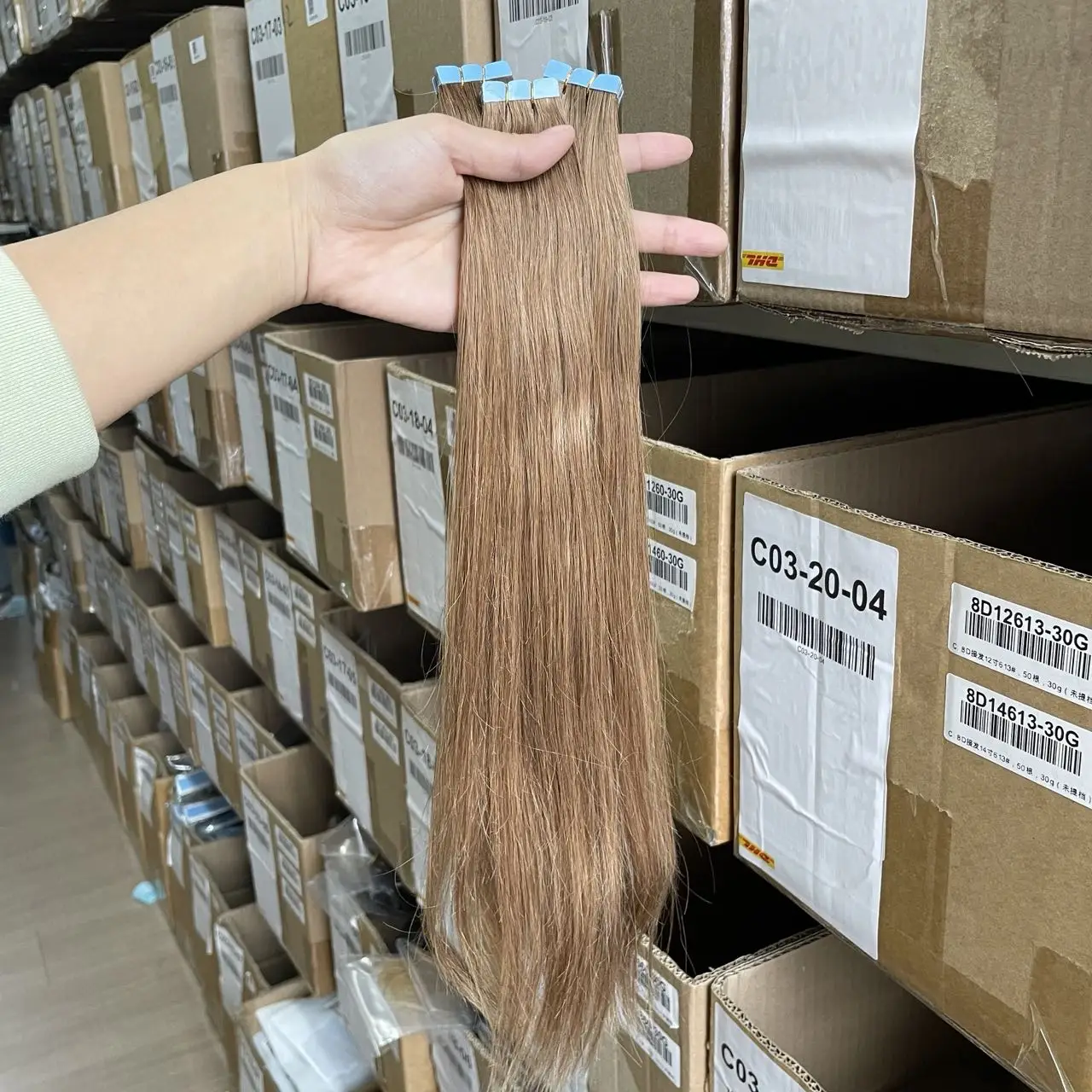 الشريط في شعر مستعار بشري 12 "16" 20 "24" شريط صغير الشعر التمديد مستقيم 10 قطعة آلة ريمي شريط لاصق غير مرئي الشعر