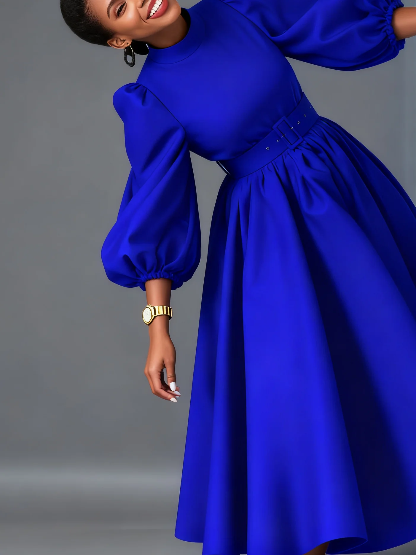 بالإضافة إلى حجم، فستان قميص الربيع والخريف بأكمام طويلة