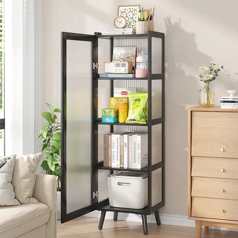 floor-to-ceiling transparent bookcase, multi-functional multi-layer vertical cabinet against the wall