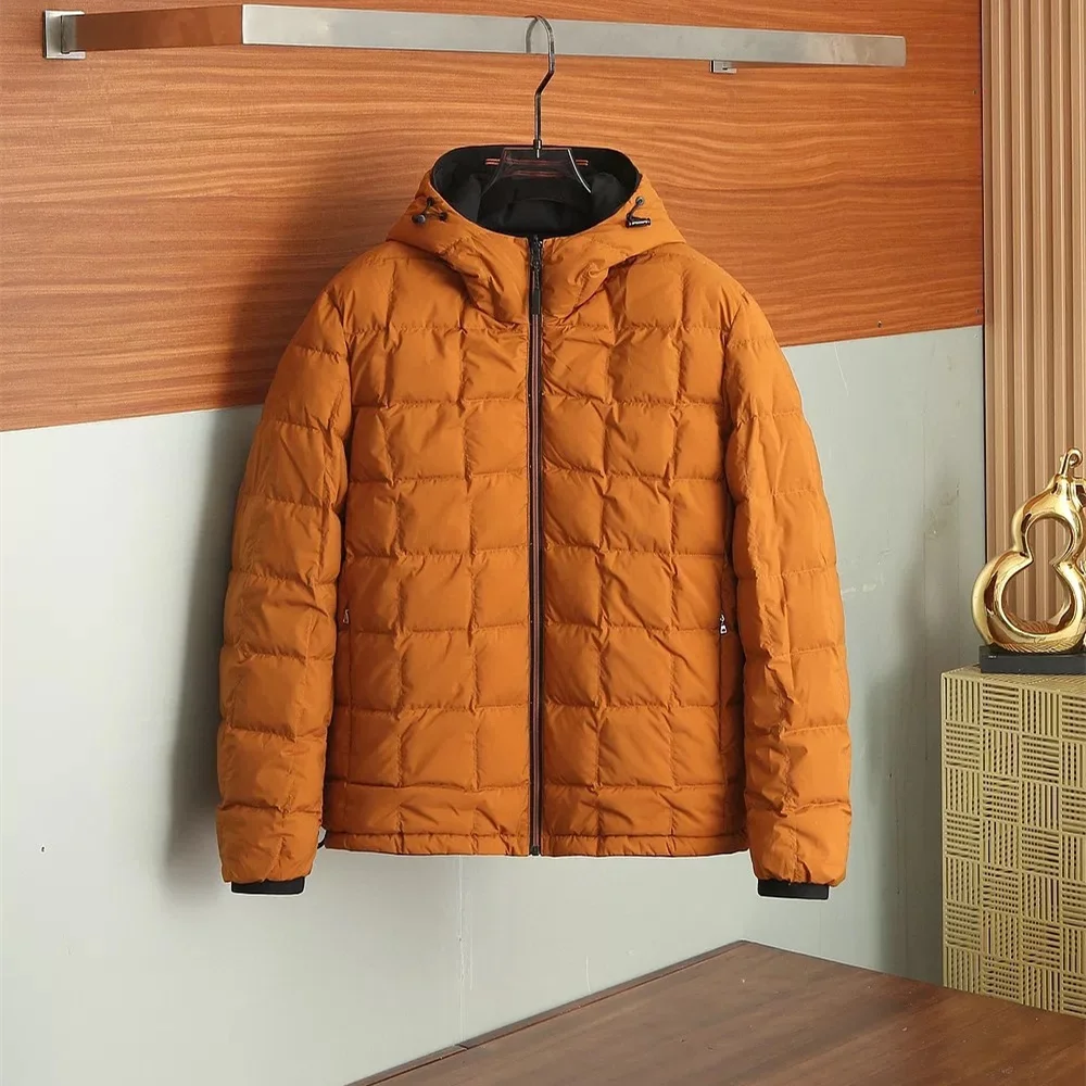 

Осень/зима, новый стиль, модно простой белый пуховик, двустороннее носимое пальто с капюшоном, пуховик для мужчин