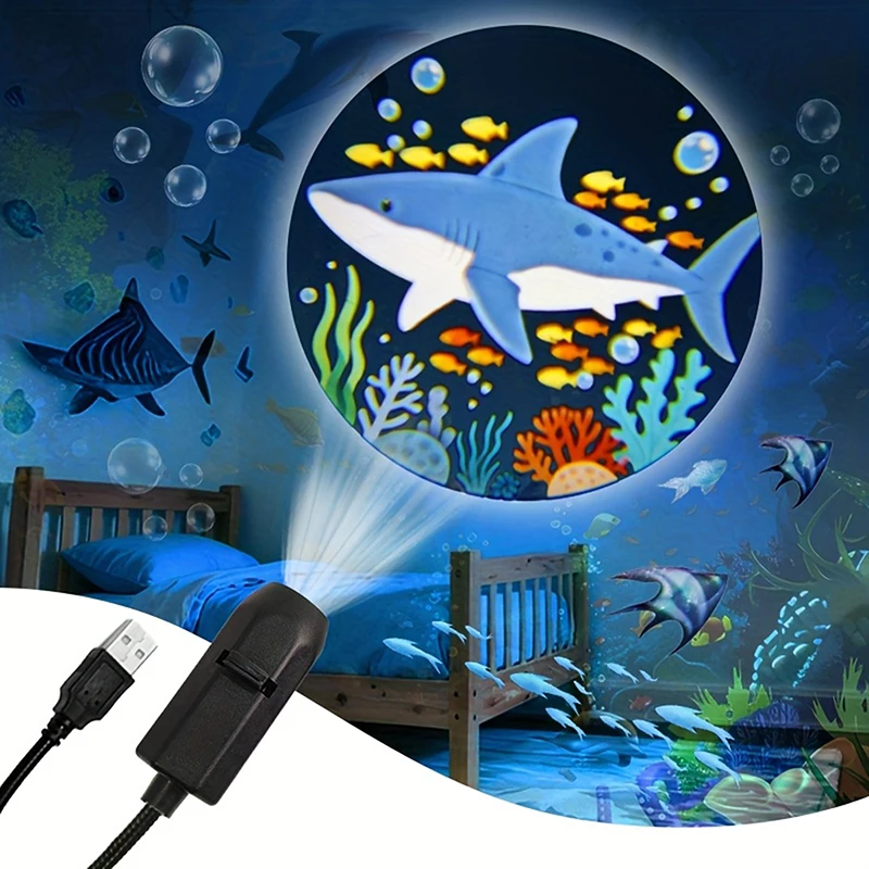360-Degree Rotating LED Projection Light USB LED Projector LED USB Ocean Life LED Projection Lamp LED Projector With 10 Patterns