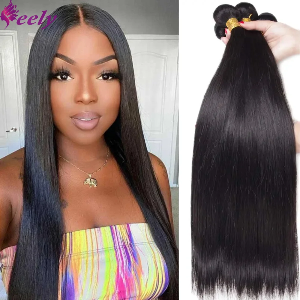 Brazilian Straight Bundles Human Hair Extensions 20 22 24 Inches 100% Virgin Human Hair Natural Weave Black Color 1B 1 3 Bundles