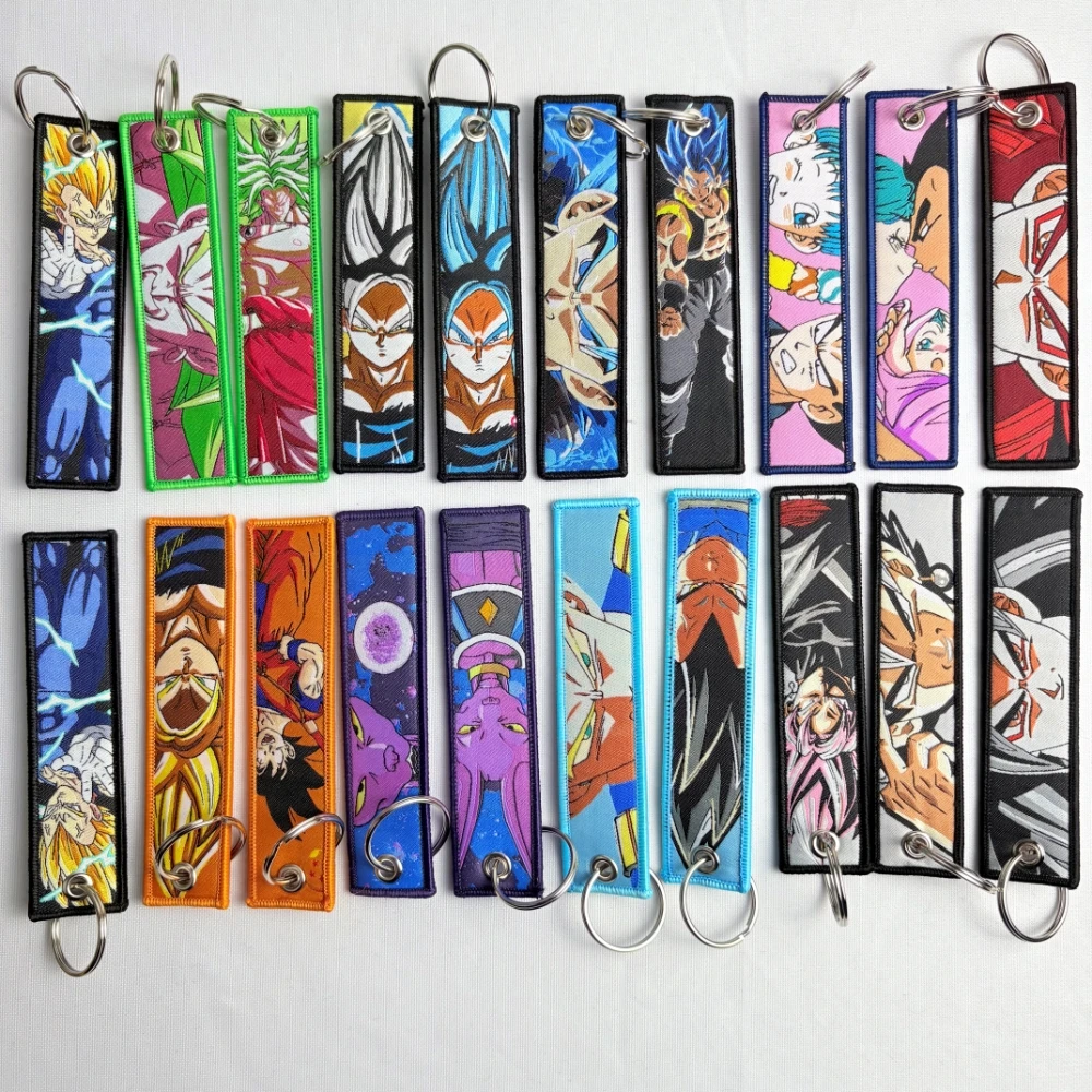 

wholesale Anime Cartoon Embroidery Key Fobs Key Tags Keychain For Motorcycles Cars Key Ring Accessories Jewelry Chaveiro Gifts