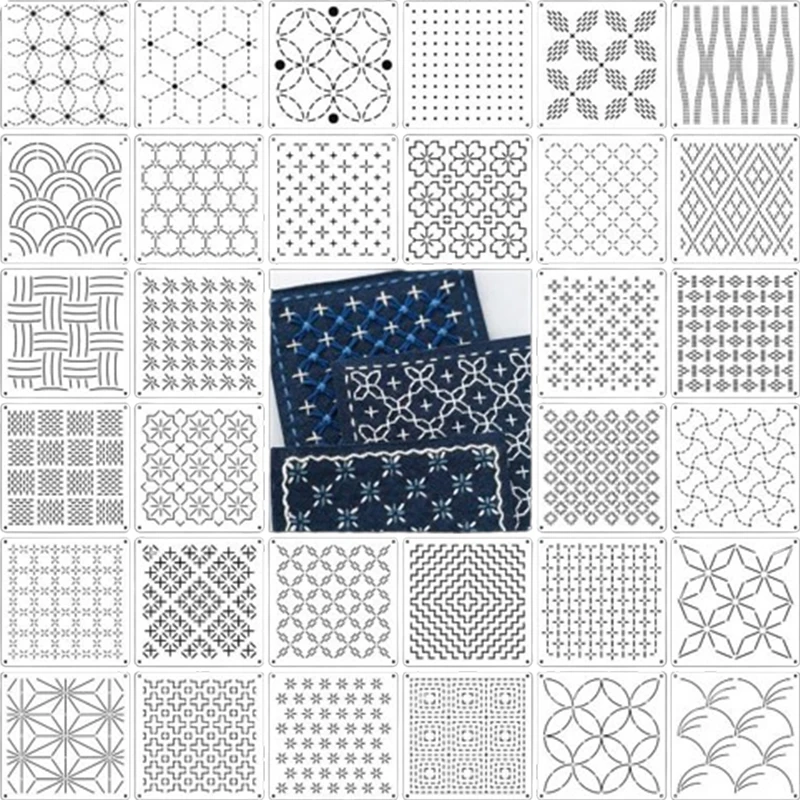 

9/32 шт. шаблон для вышивки Сашико DIY геометрический лоскутный трафарет многоразовый трафарет для домашних животных ручная вышивка инструмент для рукоделия