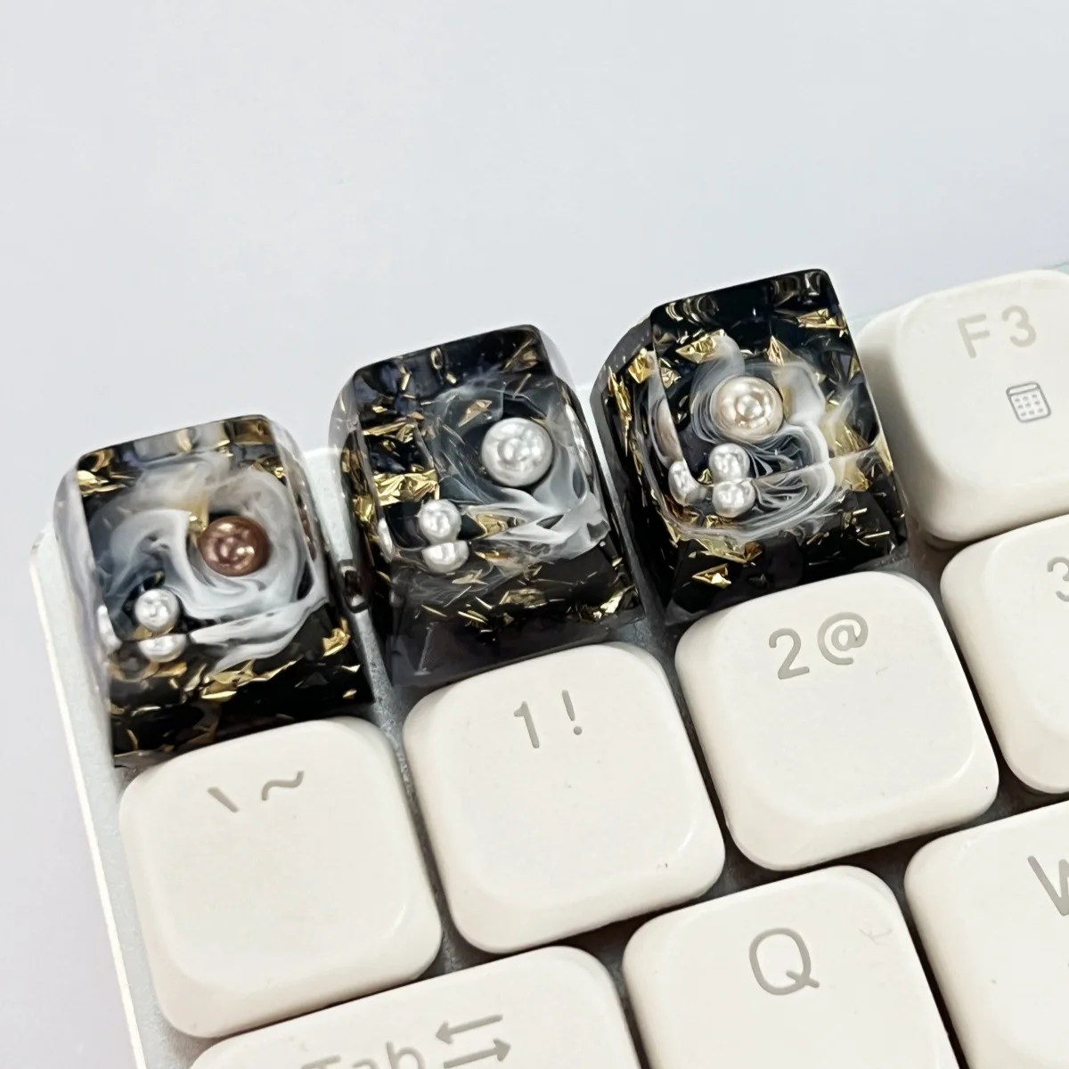 Individual Resin Transparent Metal Gold Foil Keycaps Cross Shaft Mechanical Keyboard Keycaps Single Replacement