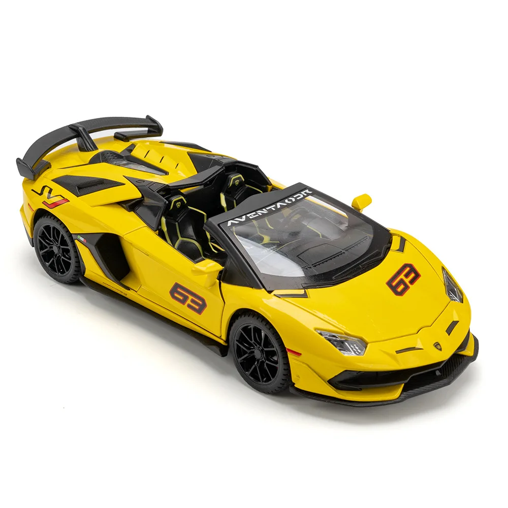 1:24 Lamborghini SVJ 63 Alloy Racing Car Model Diecast Metal Toy Sports Car Model Sound and Light Simulation Kids Gift A551