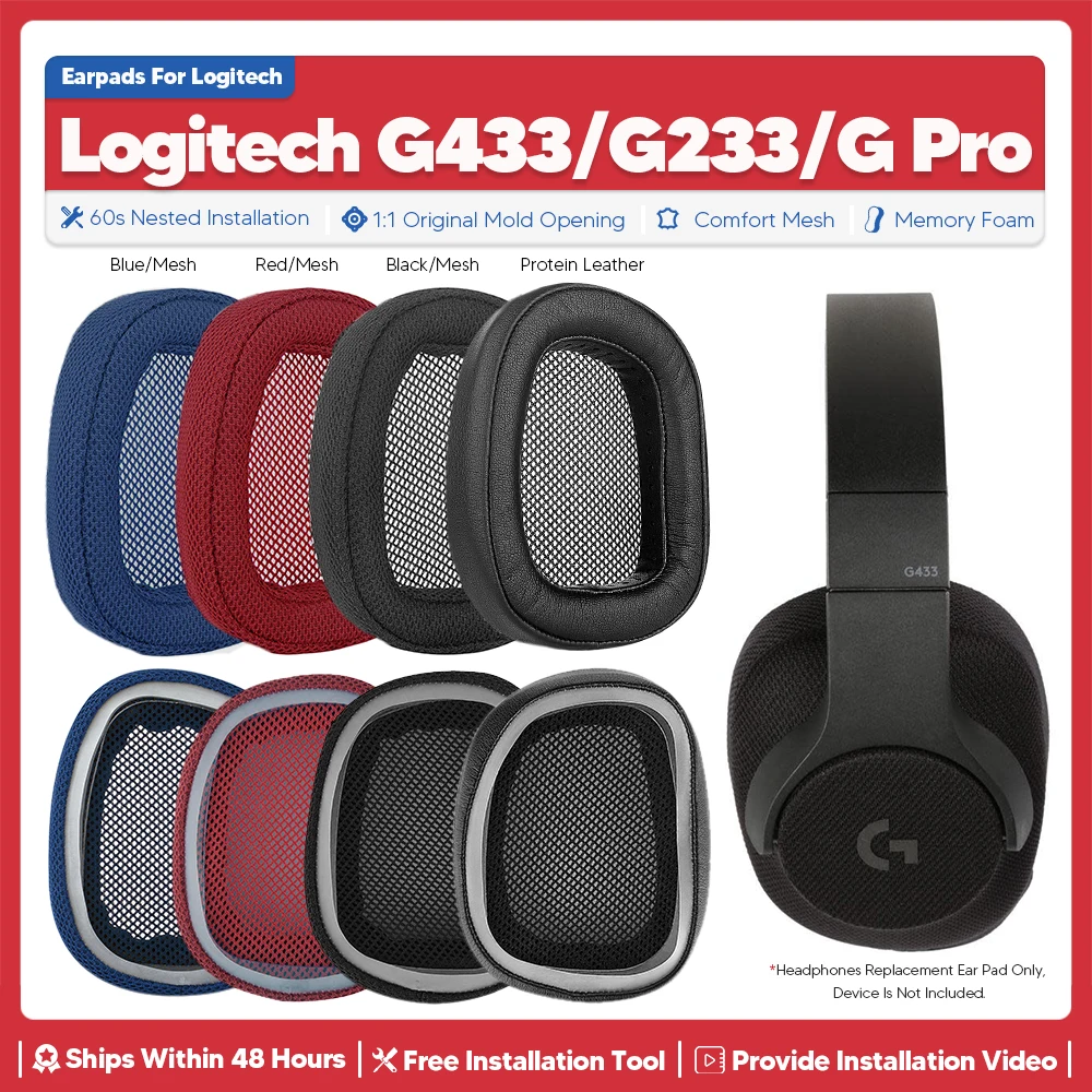 

Replacement Ear Pads For Logitech G433 G233 G Pro Wireless Headphone Accessories Headset Ear Cushion Repair Parts Memory sponge